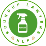 ROUNDUP LAWYERS OF HLF logo featuring herbicide spray bottle in green